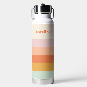 Personalisierter Name Farbige Streifen Retro Paste Trinkflasche