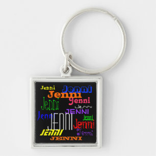 Personalisierter Name Farbiger Collage Schlüssela Schlüsselanhänger