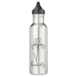 Personalisierter Name Februar Iris Geburtsdatum Bl Edelstahlflasche