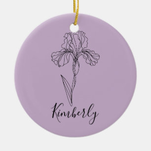 Personalisierter Name Februar Iris Geburtsdatum Bl Keramik Ornament