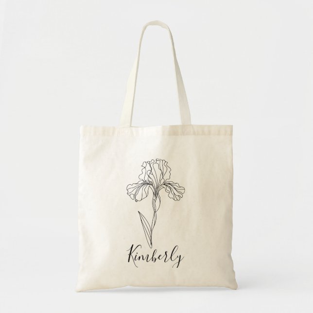 Personalisierter Name Februar Iris Geburtsdatum Bl Tragetasche (Vorne)