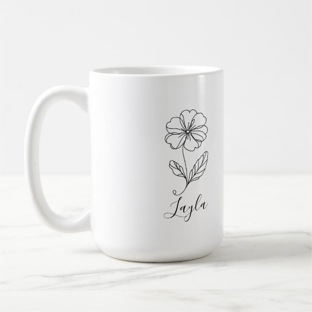 Personalisierter Name Februar Primrose Geburtsdatu Kaffeetasse (Links)
