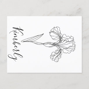 Personalisierter Name Februar Schwertlilie Geburts Postkarte