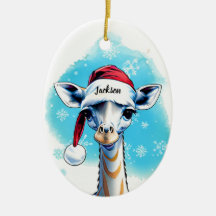 Personalisierter Name Festive Santa Giraffe Weihna