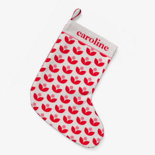 Personalisierter Name Festlicher Geometrischer Ros Kleiner Weihnachtsstrumpf