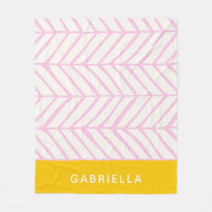Personalisierter Name Fett Rosa Gelbe Zickzack Lin Fleecedecke