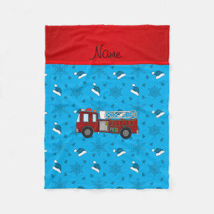 Personalisierter Name Feuerwehrauto blaue Weihnach Fleecedecke