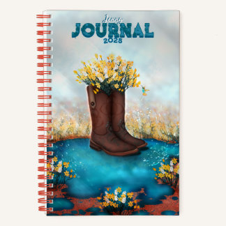 Personalisierter Name: Floral Boot with Humming bi Notizbuch
