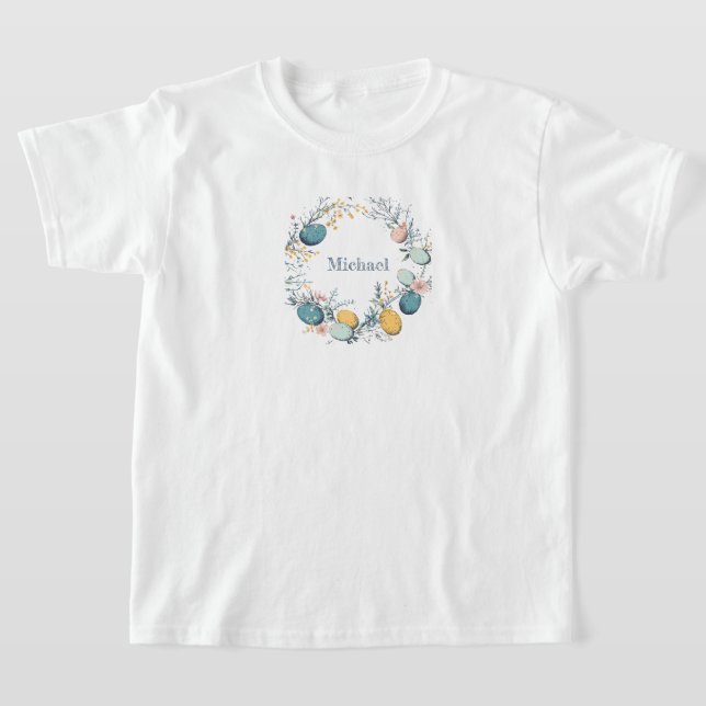 Personalisierter Name Floral Egg Oster T-Shirt (Ablage )