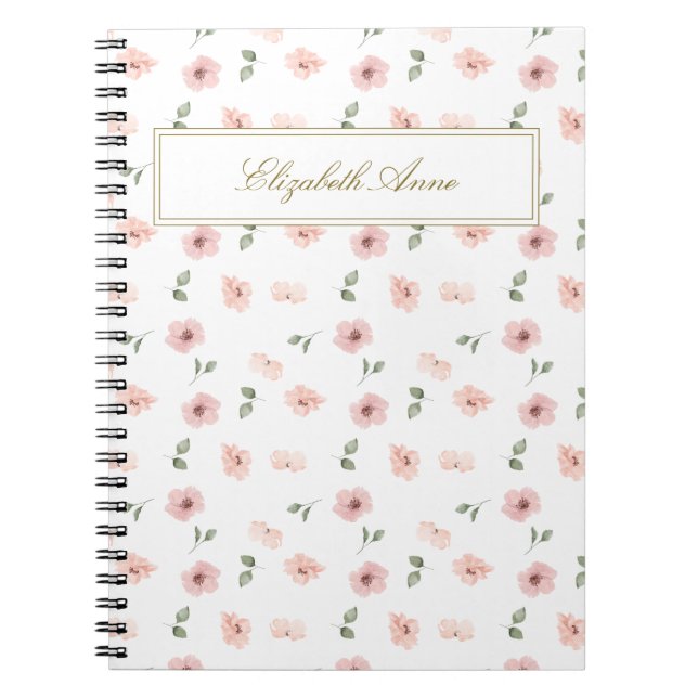Personalisierter Name Floral Notizblock (Vorderseite)