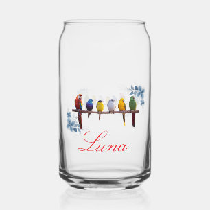 Personalisierter Name florale Vögel  Dosenglas