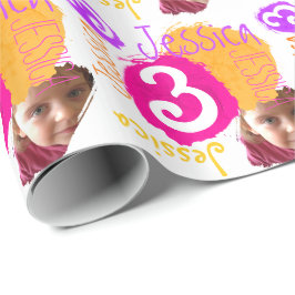 Personalisierter Name Foto 3. Geburtstagsmalerei Geschenkpapier