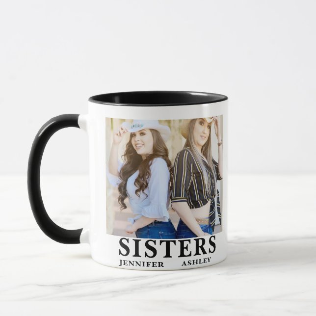 Personalisierter Name Foto Schwester  Tasse (Links)