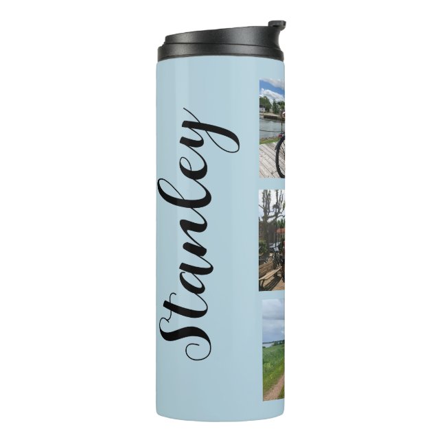 Personalisierter Name Fotovorlage Thermal Tumbler Thermosbecher (Nach links gedreht)