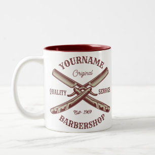 Personalisierter NAME Friseur-Rasiermesser Friseur Zweifarbige Tasse