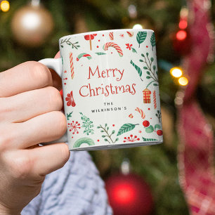 Personalisierter Name Frohe Weihnachten Kaffeetasse