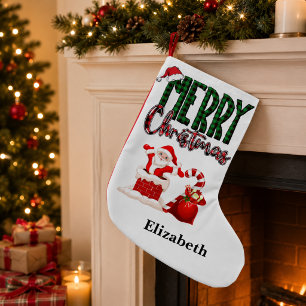 Personalisierter Name Frohe Weihnachten Santa Kleiner Weihnachtsstrumpf