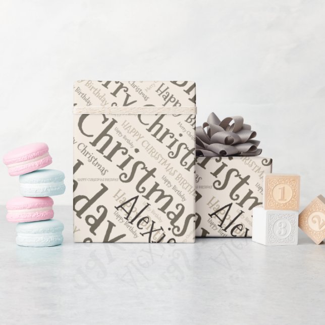 Personalisierter Name Frohes Weihnachten Geburtsta Geschenkpapier (Babyparty)