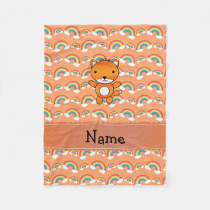 Personalisierter Name Fuchs Orange Regenbogen Fleecedecke