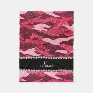 Personalisierter Name Fuchsia rosa Glitzer Tarnung Fleecedecke