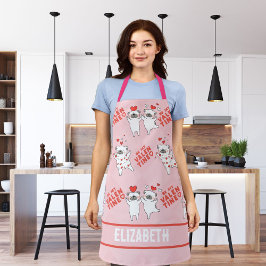 Personalisierter Name Funny Dog Pink Schürze