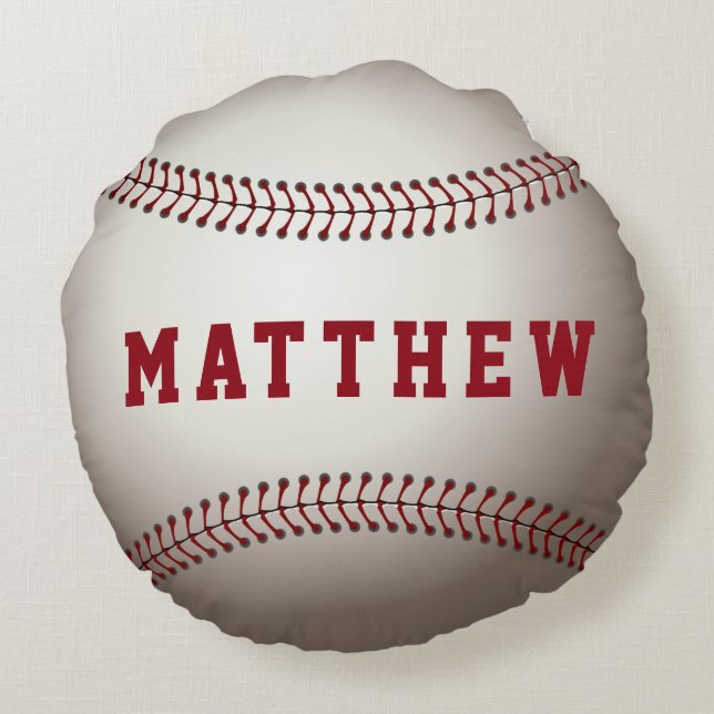 Personalisierter Name für Baseball-Sportdesign Rundes Kissen (Rückseite)