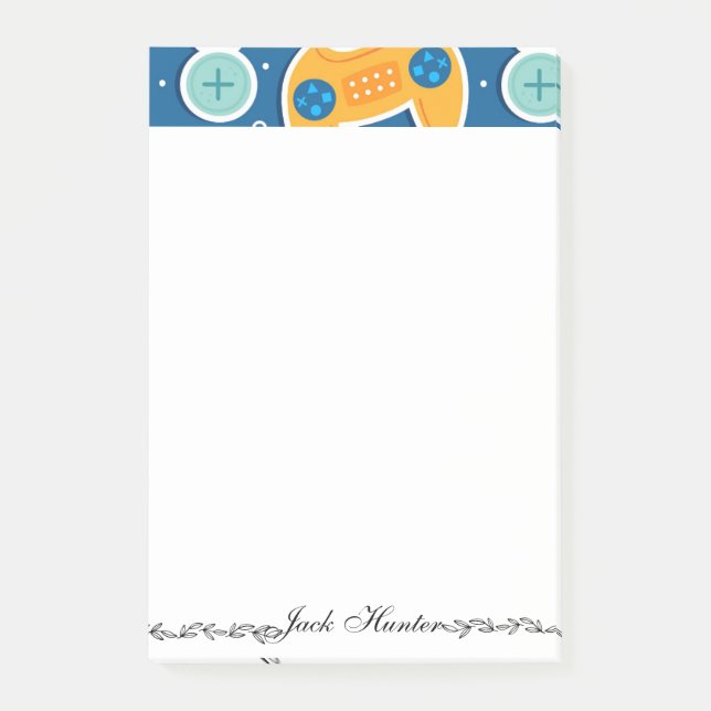 Personalisierter Name für das blaue Videospiel  Post-it Klebezettel (Vorderseite)