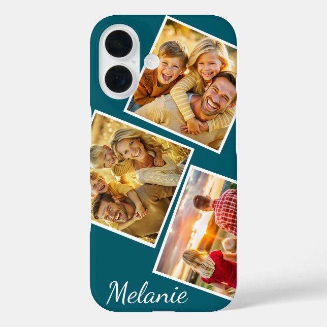Personalisierter Name für Instagramm-Fotocollage iPhone 16 Hülle (Rückseite)