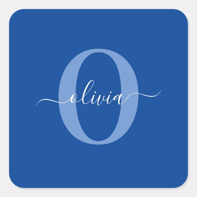 Personalisierter Name für Monogramm Quadratischer Aufkleber (Vorderseite)