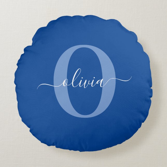 Personalisierter Name für Monogramm Rundes Kissen (Vorderseite)