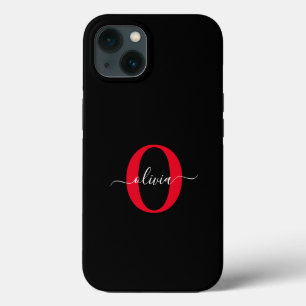 Personalisierter Name für Monogramm-Skript Schwarz Case-Mate iPhone Hülle