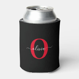 Personalisierter Name für Monogramm-Skript Schwarz Dosenkühler