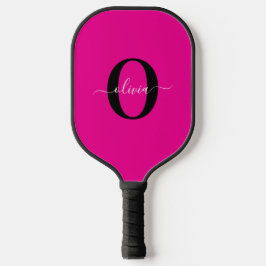Personalisierter Name für Monogramm Skripte Rosa S Pickleball Schläger