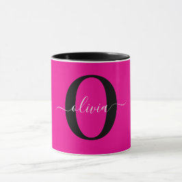 Personalisierter Name für Monogramm Skripte Rosa S Tasse