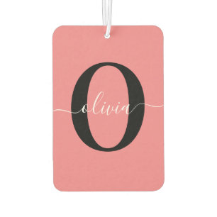 Personalisierter Name für Monogramm-Skripte Schwar Autolufterfrischer