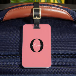 Personalisierter Name für Monogramm-Skripte Schwar Gepäckanhänger