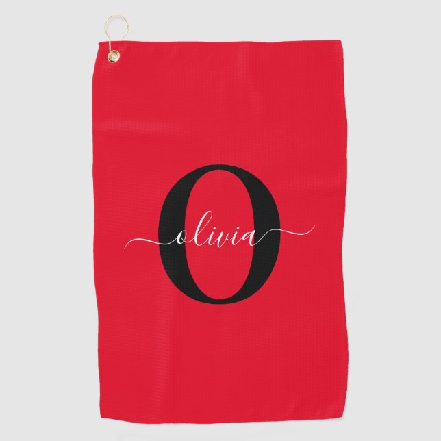 Personalisierter Name für Monogramm Skriptname Sch Golfhandtuch (Vorderseite)
