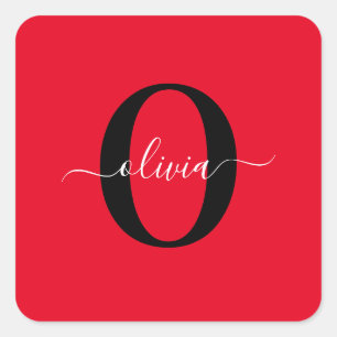Personalisierter Name für Monogramm Skriptname Sch Quadratischer Aufkleber
