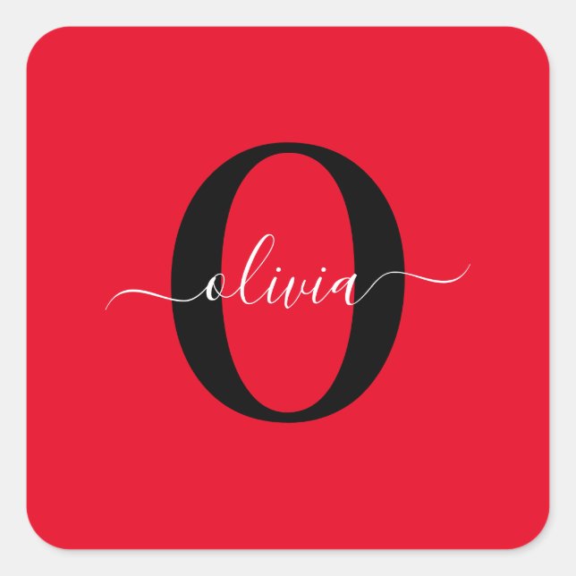 Personalisierter Name für Monogramm Skriptname Sch Quadratischer Aufkleber (Vorderseite)