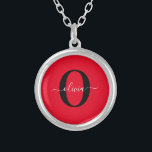 Personalisierter Name für Monogramm Skriptname Sch Versilberte Kette<br><div class="desc">Dieses elegante Monogramm und das stilvolle Script-Namensdesign können als Geschenk für Geburtstag, Hochzeit, Brautparty, Jubiläum, Muttertag oder jeden Anlass gegeben werden. Es kann mit dem Namen und dem Namen der Person personalisiert werden. Sie können den Schriftart, die Farbe des Schriftartes, die Größe des Schriftartes und die Hintergrundfarbe mit dem Design-Tool...</div>