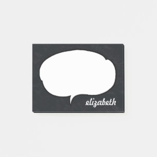Personalisierter Name für Schwarz-Weiß-Talk Post-it Klebezettel