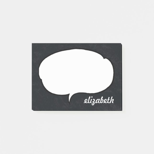 Personalisierter Name für Schwarz-Weiß-Talk Post-it Klebezettel (Vorderseite)