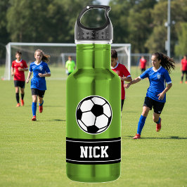 Personalisierter Name Fußball-Wasserflasche Edelstahlflasche