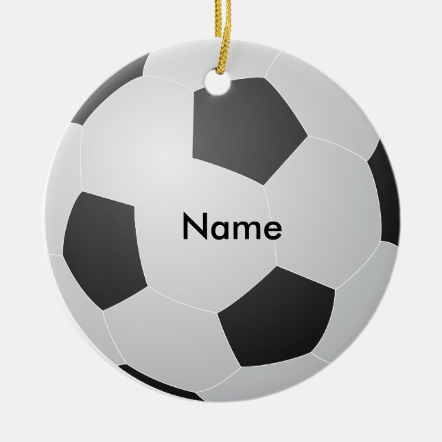 Personalisierter Name Fußball Weihnachtsschmuck (Vorne)