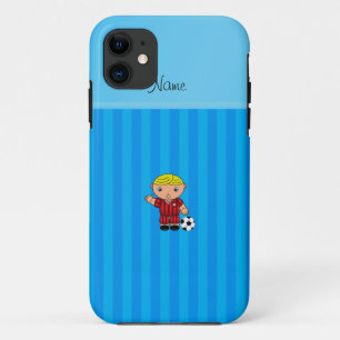 Personalisierter Name Fußballspieler Himmelsblau S Case-Mate iPhone Hülle