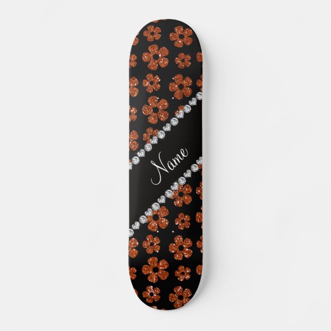 Personalisierter Name gebrannte orange Skateboard (Vorderseite)