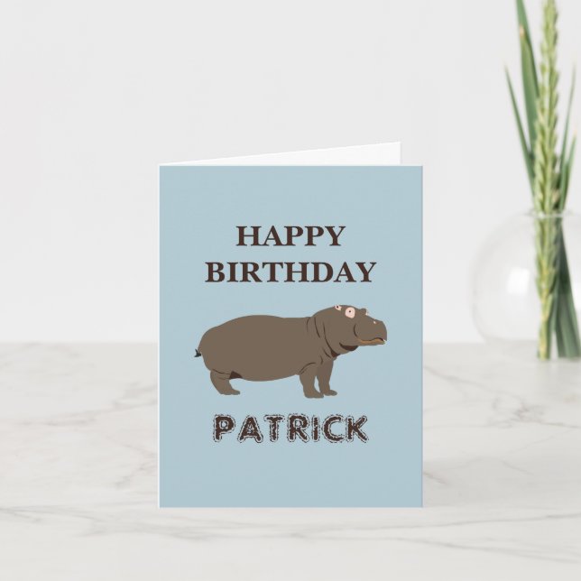 Personalisierter Name Geburtstag Hippopotamus Hipp Karte (Vorderseite)