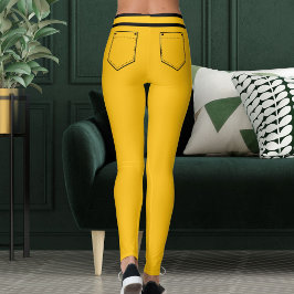 Personalisierter Name Gelb Orange Schwarze Streife Leggings