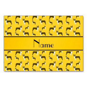 Personalisierter Name Gelbboston Terrier Tischnummer
