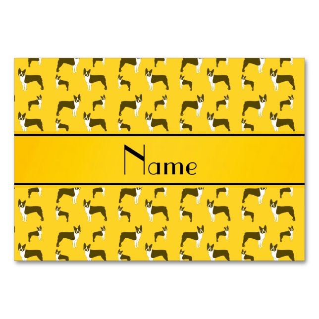 Personalisierter Name Gelbboston Terrier Tischnummer (Vorderseite)